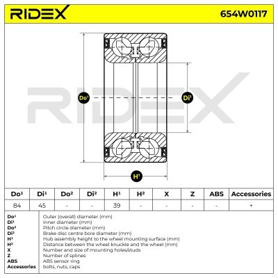 Radlager RIDEX 654W0117 654W0117 - foto 3
