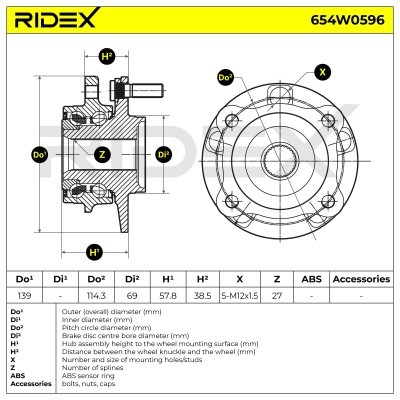 Radlager RIDEX 654W0596 654W0596 - foto 7
