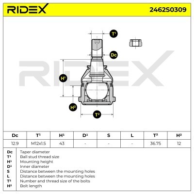 Traggelenk RIDEX 2462S0309 2462S0309 - foto 5