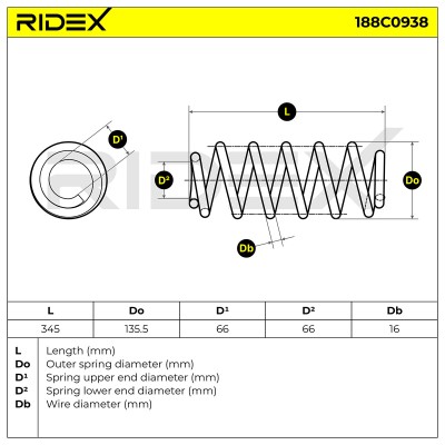 Fahrwerksfeder RIDEX 188C0938 188C0938 - foto 4