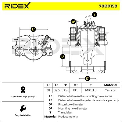 Bremssattel RIDEX 78B0158 78B0158 - foto 3