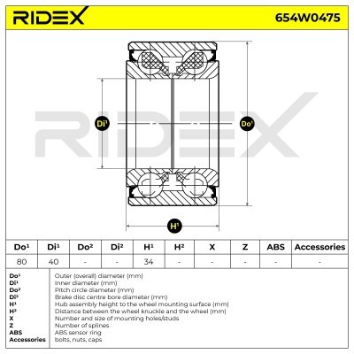 Radlager RIDEX 654W0475 654W0475 - foto 5
