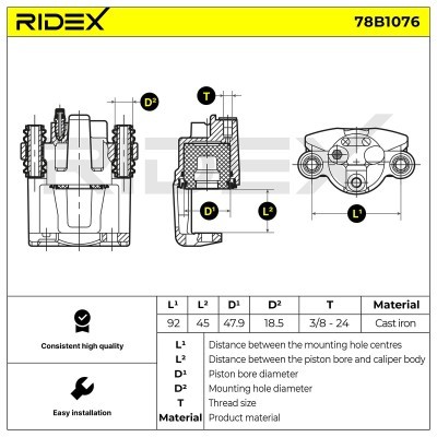 Bremssattel RIDEX 78B1076 78B1076 - foto 7