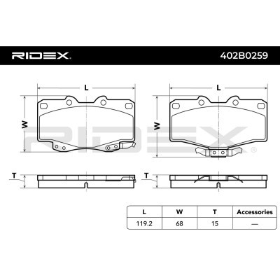 Bremsbeläge Satz RIDEX 402B0259 402B0259 - foto 7