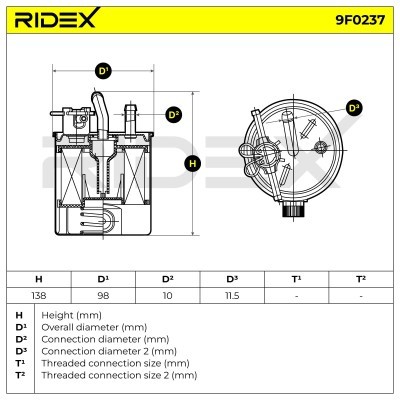 Kraftstofffilter RIDEX 9F0237 9F0237 - foto 5
