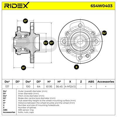 Radlager RIDEX 654W0403 654W0403 - foto 2