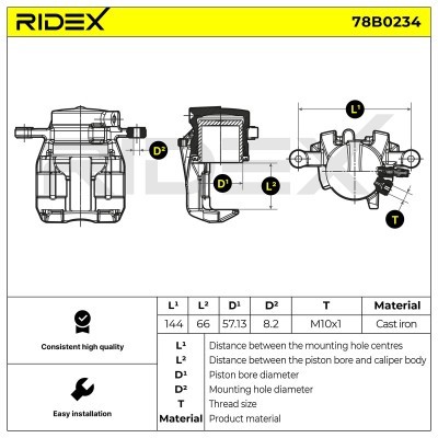 Bremssattel RIDEX 78B0234 78B0234 - foto 2