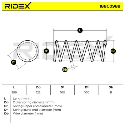 Fahrwerksfeder RIDEX 188C0988 188C0988 - foto 4