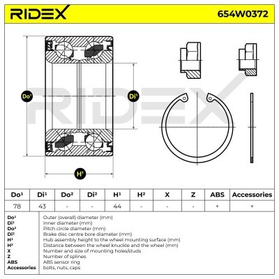 Radlager RIDEX 654W0372 654W0372 - foto 7