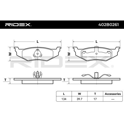 Bremsbeläge Satz RIDEX 402B0261 402B0261 - foto 3