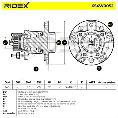 Radlager RIDEX 654W0052 654W0052 - foto 2