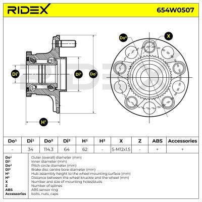 Radlager RIDEX 654W0507 654W0507 - foto 6
