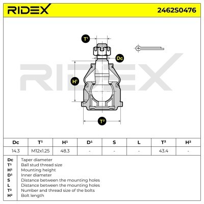 Traggelenk RIDEX 2462S0476 2462S0476 - foto 6
