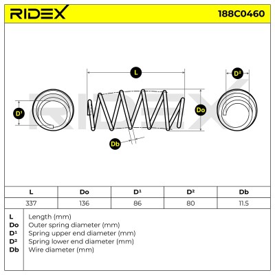Fahrwerksfeder RIDEX 188C0460 188C0460 - foto 3