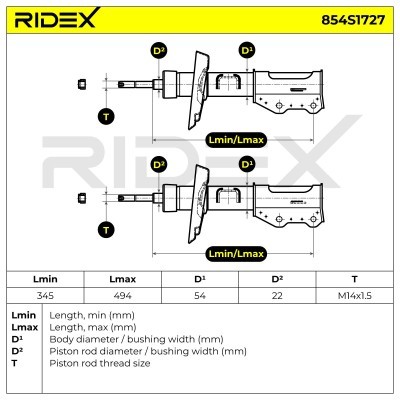 Stoßdämpfer RIDEX 854S1727 854S1727 - foto 7