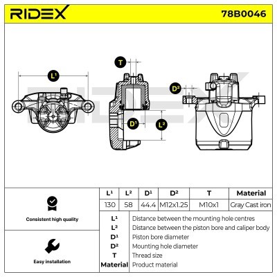 Bremssattel RIDEX 78B0046 78B0046 - foto 5