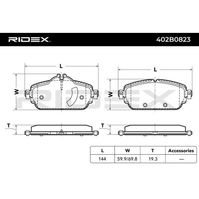Bremsbeläge Satz RIDEX 402B0823 402B0823 - foto 3