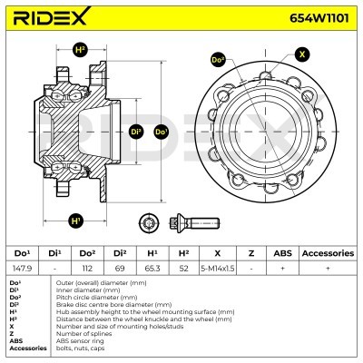 Radlager RIDEX 654W1101 654W1101 - foto 7