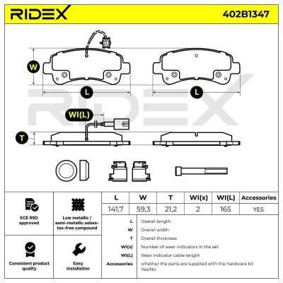 Bremsbeläge Satz RIDEX 402B1347 402B1347 - foto 8