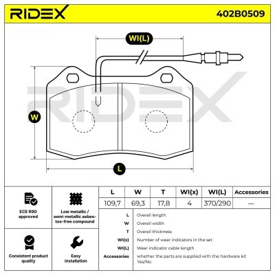 Bremsbeläge Satz RIDEX 402B0509 402B0509 - foto 4