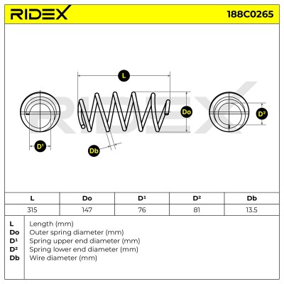 Fahrwerksfeder RIDEX 188C0265 188C0265 - foto 5