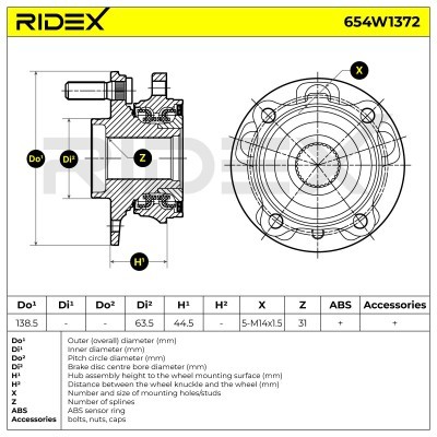 Radlager RIDEX 654W1372 654W1372 - foto 7