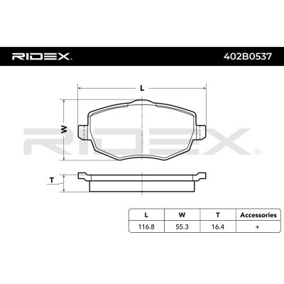 Bremsbeläge Satz RIDEX 402B0537 402B0537 - foto 7