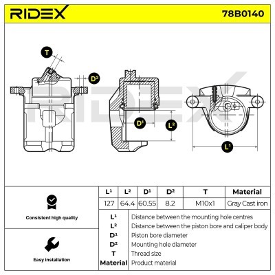 Bremssattel RIDEX 78B0140 78B0140 - foto 8
