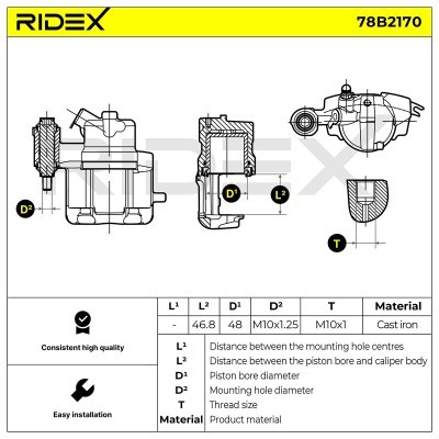 Bremssattel RIDEX 78B2170 78B2170 - foto 3