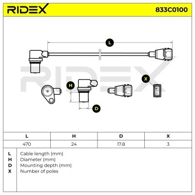 Impulsgeber, Kurbelwelle RIDEX 833C0100 833C0100 - foto 6