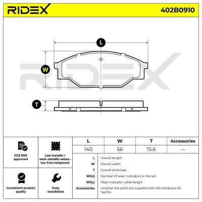 Bremsbeläge Satz RIDEX 402B0910 402B0910 - foto 6