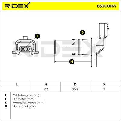 Impulsgeber, Kurbelwelle RIDEX 833C0167 833C0167 - foto 6
