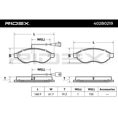 Bremsbeläge Satz RIDEX 402B0219 402B0219 - foto 3