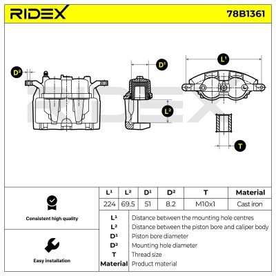 Bremssattel RIDEX 78B1361 78B1361 - foto 7