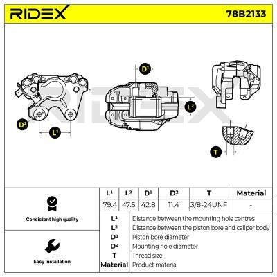 Bremssattel RIDEX 78B2133 78B2133 - foto 6