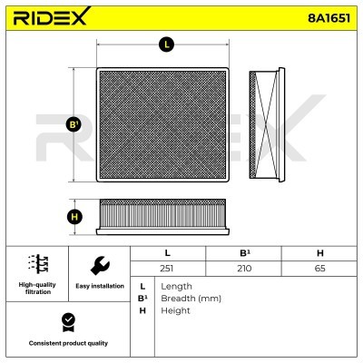 Luftfilter RIDEX 8A1651 8A1651 - foto 6