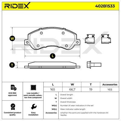 Bremsbeläge Satz RIDEX 402B1533 402B1533 - foto 6