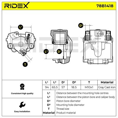 Bremssattel RIDEX 78B1418 78B1418 - foto 3