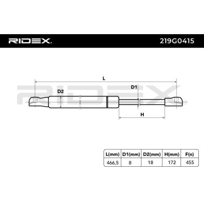 Gasfeder, Koffer-/Laderaum RIDEX 219G0415 219G0415 - foto 7