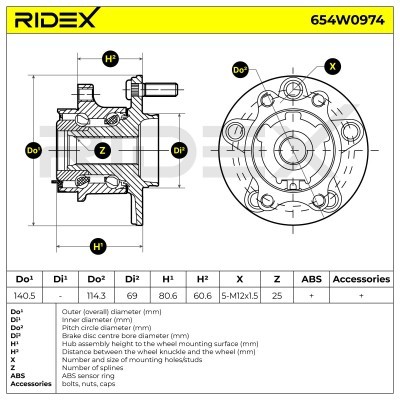 Radlager RIDEX 654W0974 654W0974 - foto 5