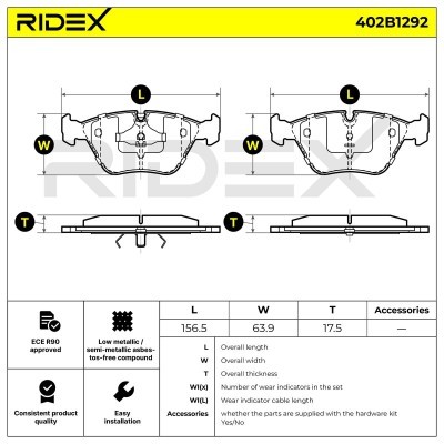 Bremsbeläge Satz RIDEX 402B1292 402B1292 - foto 7