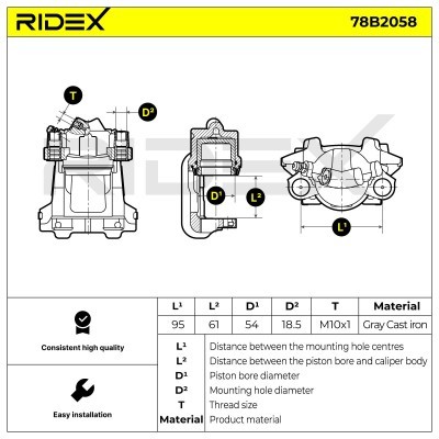Bremssattel RIDEX 78B2058 78B2058 - foto 7