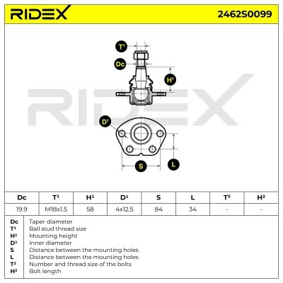 Traggelenk RIDEX 2462S0099 2462S0099 - foto 5