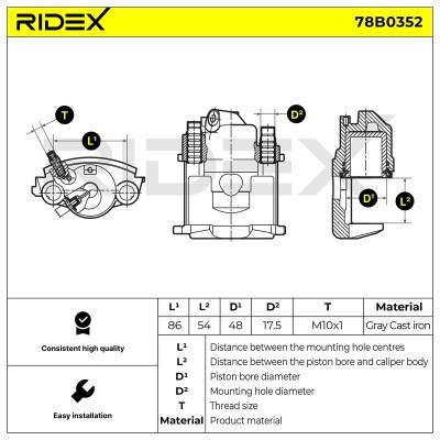Bremssattel RIDEX 78B0352 78B0352 - foto 5