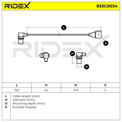 Impulsgeber, Kurbelwelle RIDEX 833C0034 833C0034 - foto 4