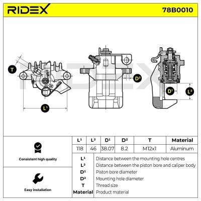 Bremssattel RIDEX 78B0010 78B0010 - foto 4