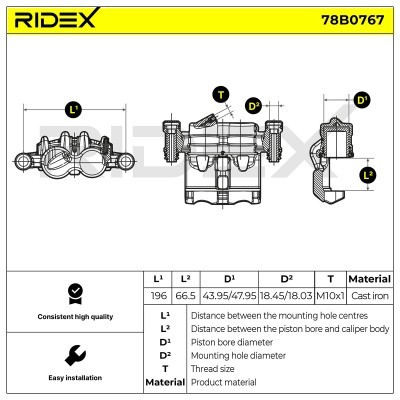 Bremssattel RIDEX 78B0767 78B0767 - foto 6