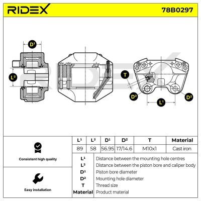 Bremssattel RIDEX 78B0297 78B0297 - foto 6
