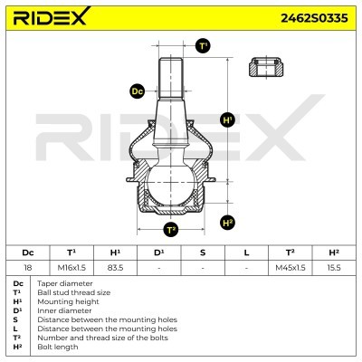 Traggelenk RIDEX 2462S0335 2462S0335 - foto 5