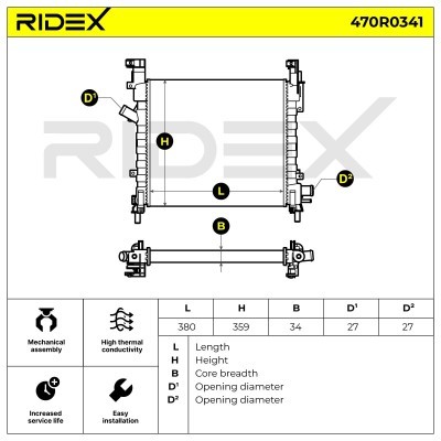 Kühler, Motorkühlung RIDEX 470R0341 470R0341 - foto 5